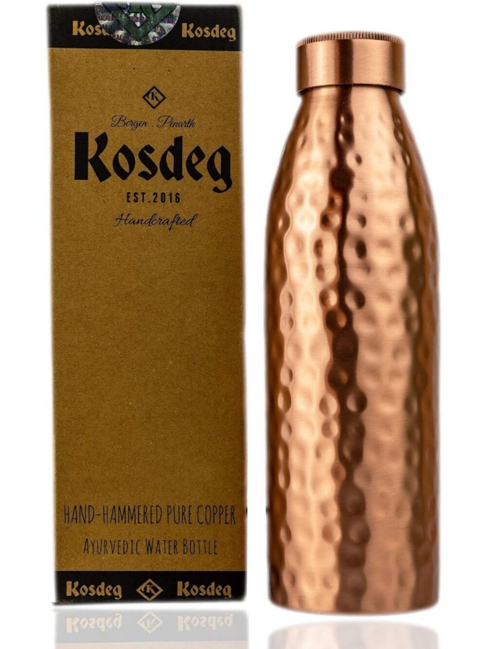 24 oz Pure Copper Water Bottle - Ayurvedic Vessel for Hydration & Health